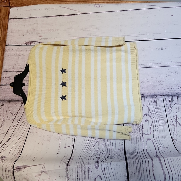Christopher & Banks 3/4 sleeve sweater, pale yellow and white stripes - Picture 3 of 3